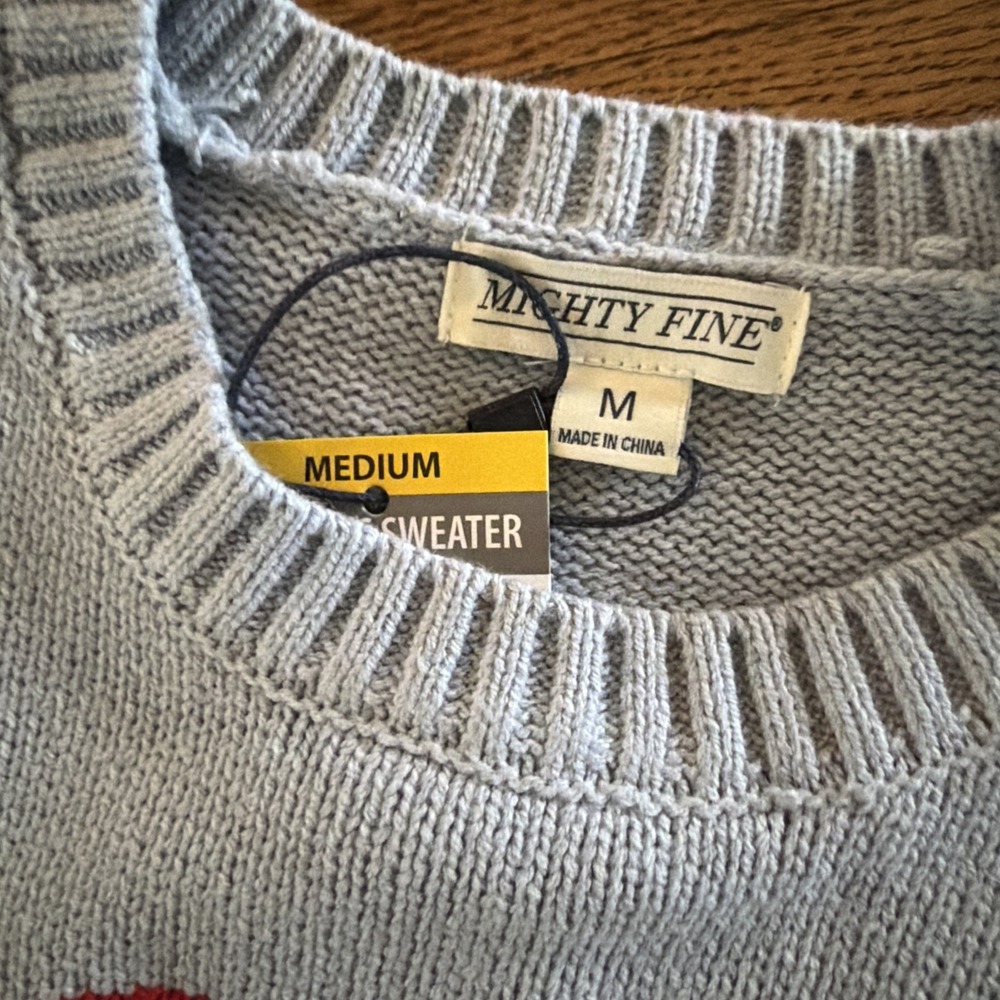 Mighty Fine Women Light Blue Lobster Graphic Crewneck Sweater Medium NWT - Picture 7 of 7
